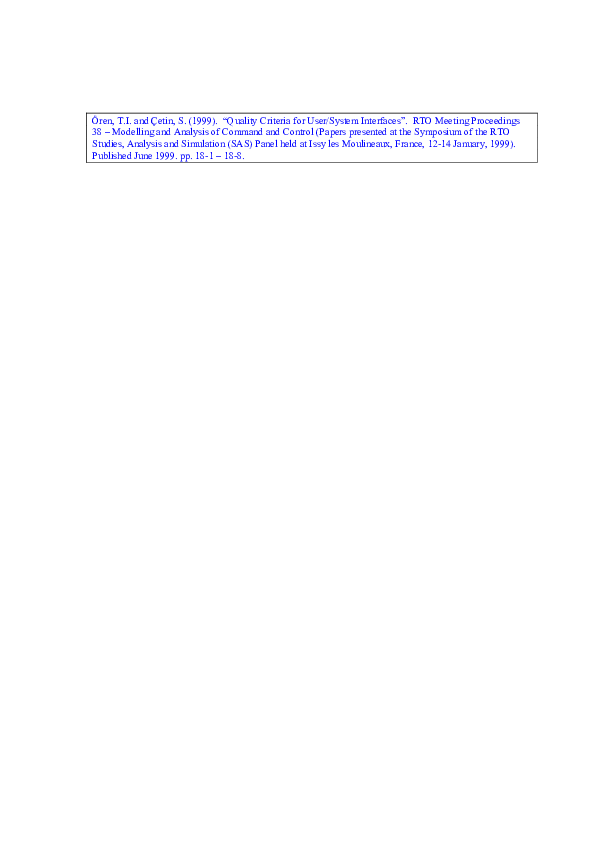 (PDF) Quality Criteria for User/System Interfaces