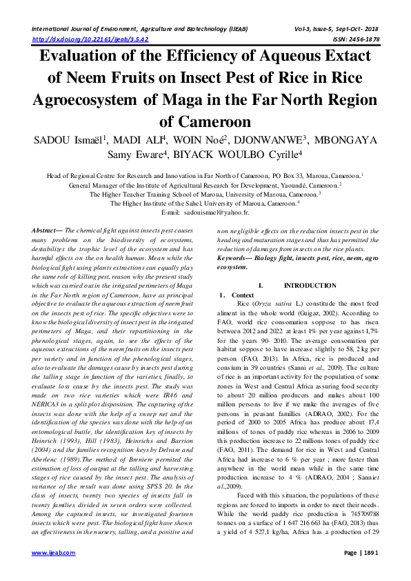 (PDF) Evaluation of the Efficiency of Aqueous Extact of Neem Fruits on ...