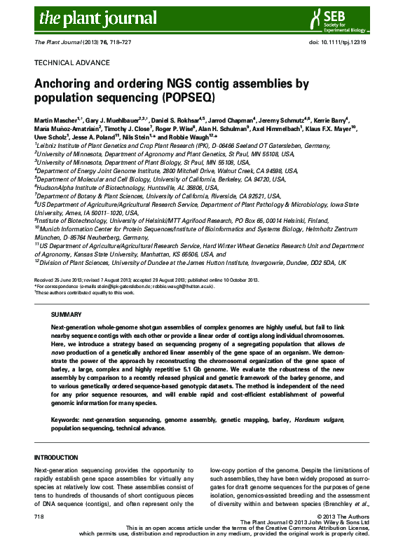 (PDF) Anchoring and ordering NGS contig assemblies by population ...