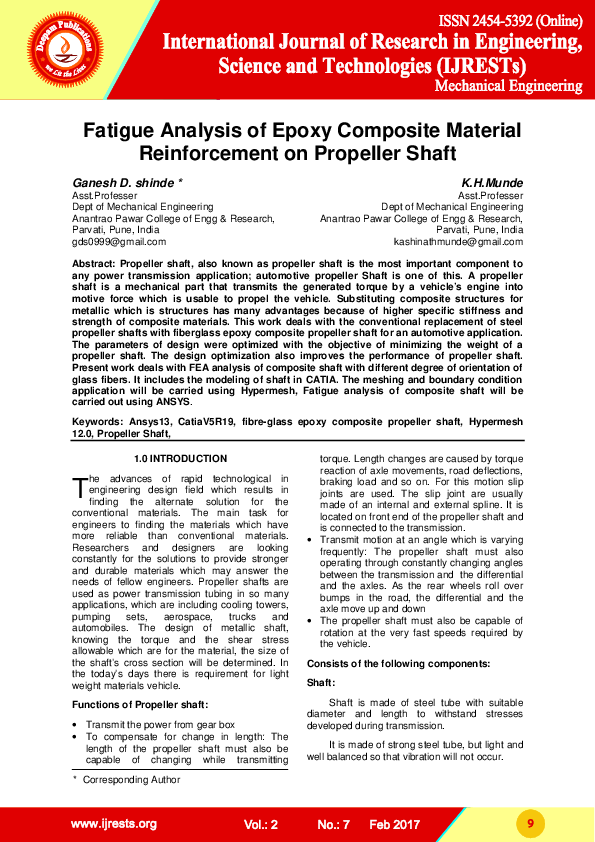 (PDF) Fatigue Analysis of Epoxy Composite Material Reinforcement on ...