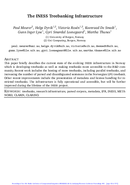 (PDF) The INESS Treebanking Infrastructure