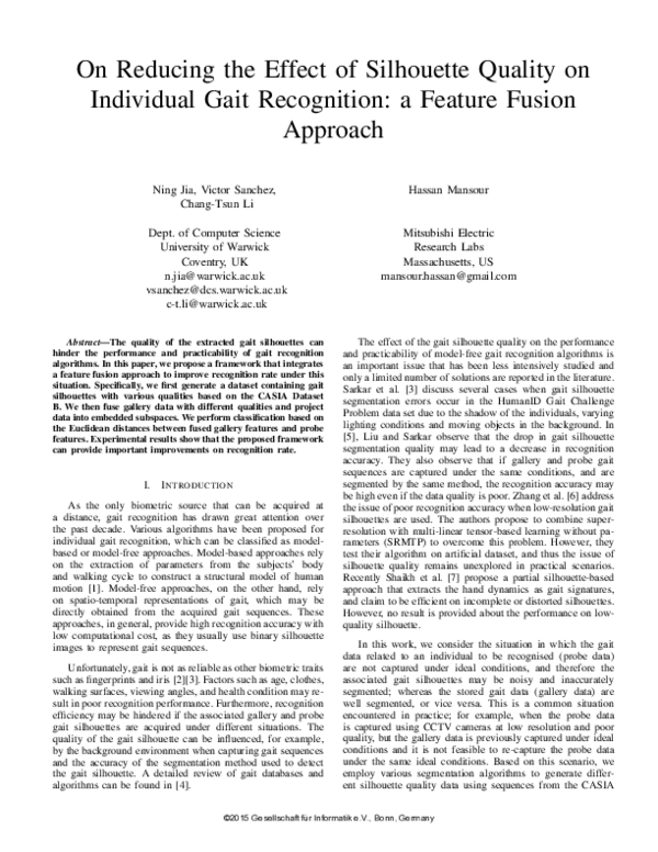 (PDF) On Reducing the Effect of Silhouette Quality on Individual Gait ...