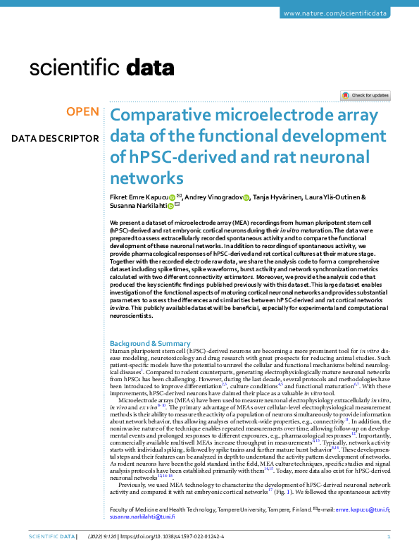(PDF) Comparative microelectrode array data of the functional ...