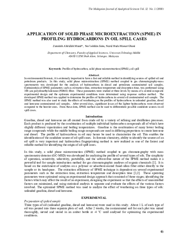 (PDF) Application of Solid Phase Microextraction (Spme) in Profiling ...