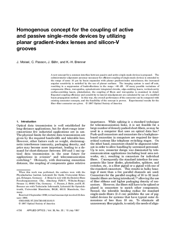 (PDF) Homogenous concept for the coupling of active and passive single ...