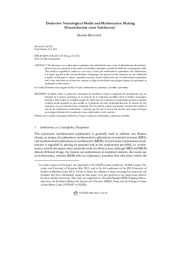 (PDF) Deductive Nomological Model and Mathematics: Making ...