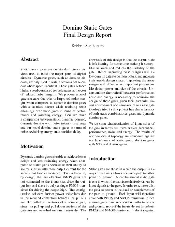 (PDF) Domino Static Gates Final Design Report