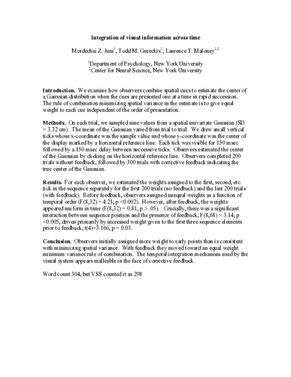 (PDF) Integration of visual information across time