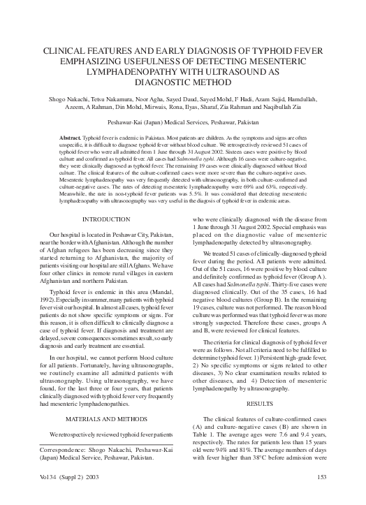 (PDF) Clinical features and early diagnosis of typhoid fever ...
