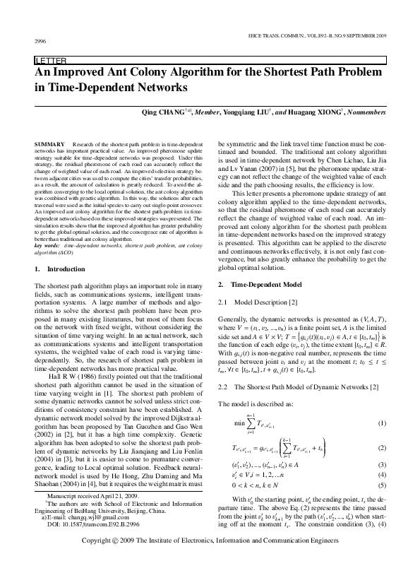 (PDF) An Improved Ant Colony Algorithm for the Shortest Path in City’s ...