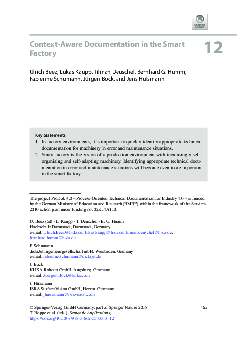 (PDF) Context-Aware Documentation in the Smart Factory