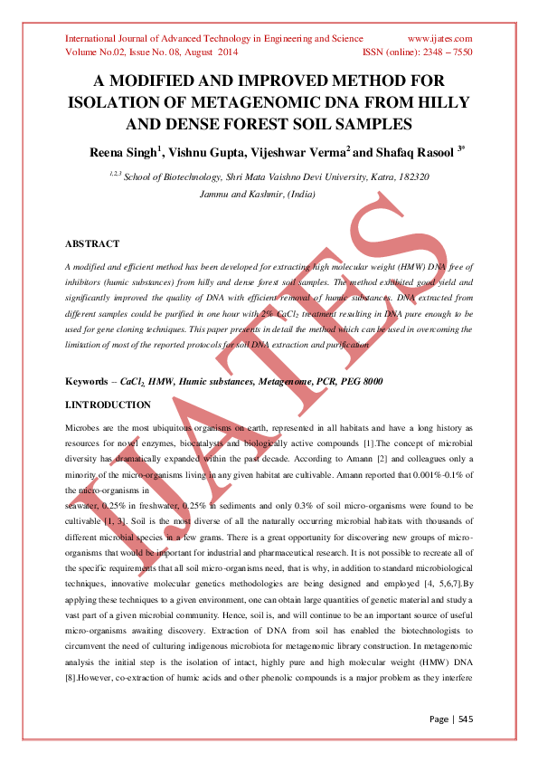 (PDF) A Modified and Improved Method for Isolation of Metagenomic Dna ...