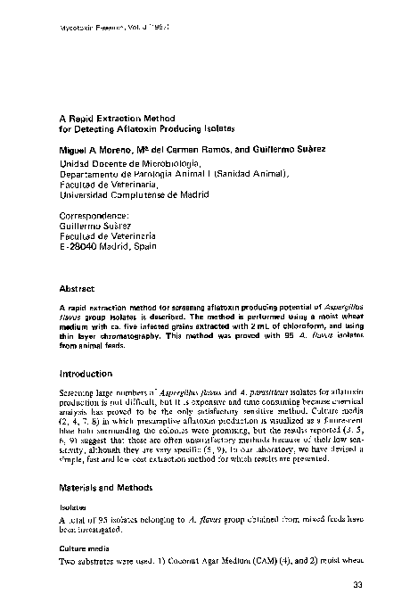 (PDF) A rapid extraction method for detecting aflatoxin producing isolates