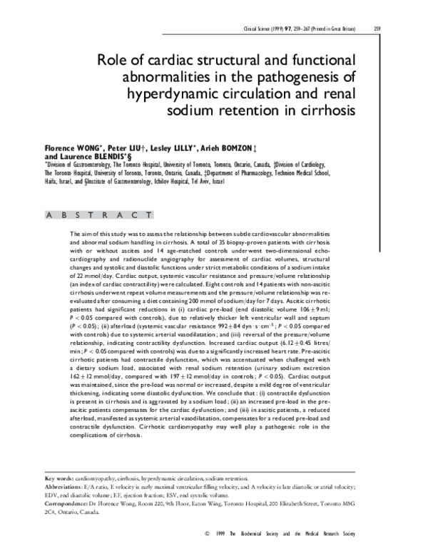 (PDF) Role of cardiac structural and functional abnormalities in the ...