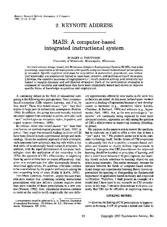 (PDF) MAIS: A computer-based integrated instructional system