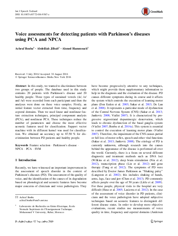 (PDF) Voice assessments for detecting patients with Parkinson’s ...