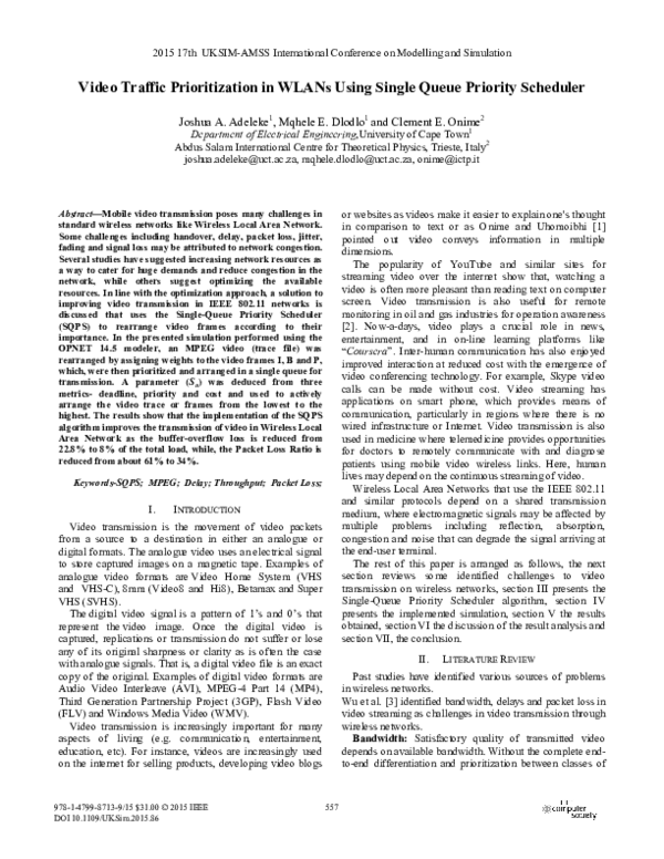 (PDF) Video Traffic Prioritization in WLANs Using Single Queue Priority ...