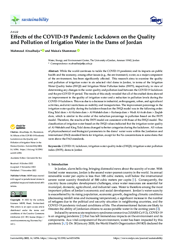 (PDF) Effects of the COVID-19 Pandemic Lockdown on the Quality and ...