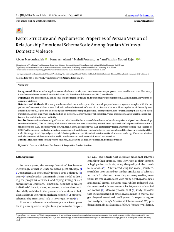 (PDF) Factor Structure and Psychometric Properties of Persian Version ...