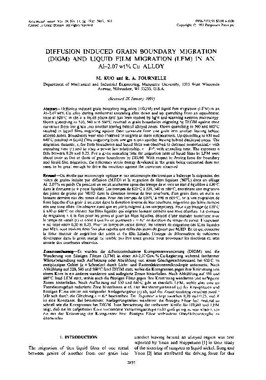 (PDF) Diffusion induced grain boundary migration (DIGM) and liquid film ...