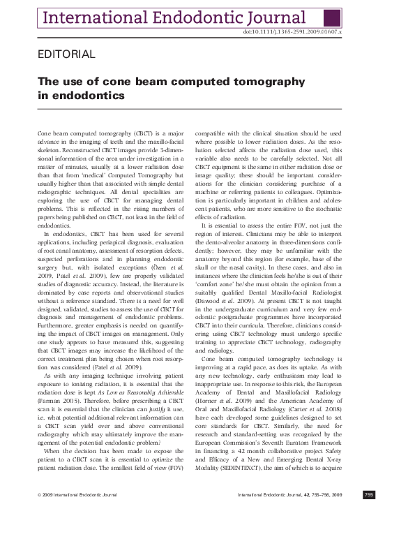 (PDF) The use of cone beam computed tomography in endodontics