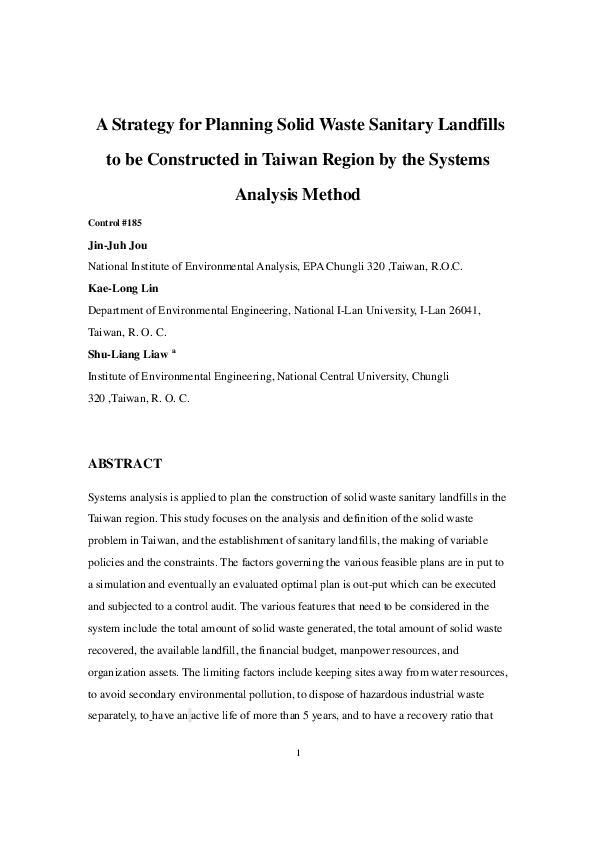 (PDF) A Strategy for Planning Solid Waste Sanitary Landfills to be ...