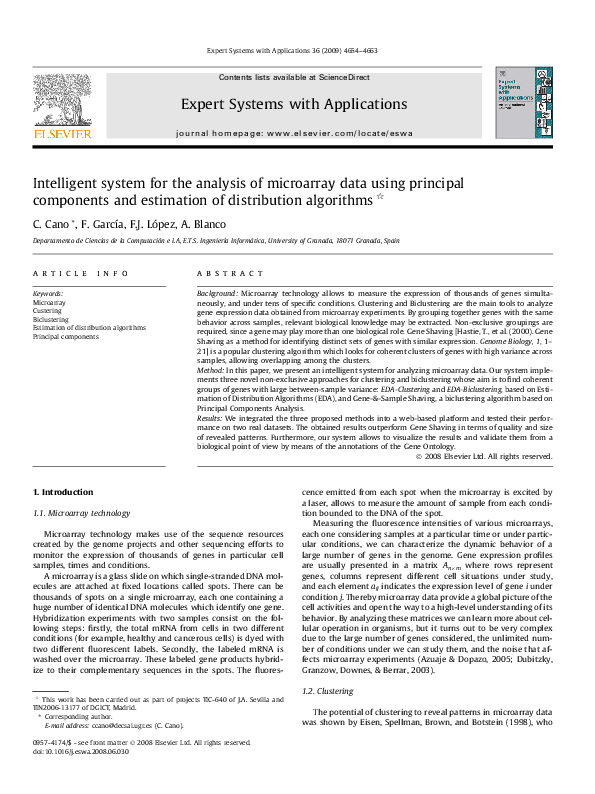 (PDF) Intelligent system for the analysis of microarray data using ...