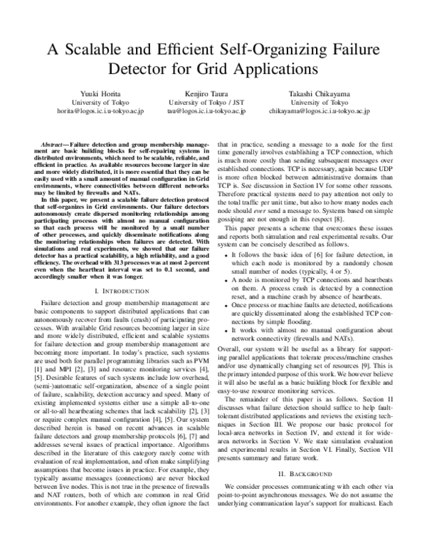 (PDF) A scalable and efficient self-organizing failure detector for ...