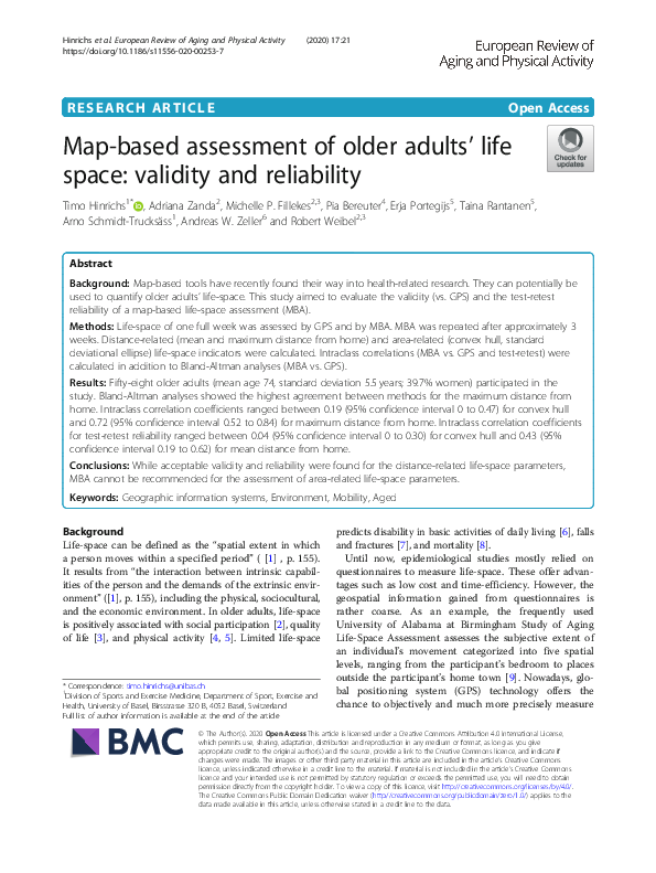 (PDF) Map-based assessment of older adults’ life space: validity and ...