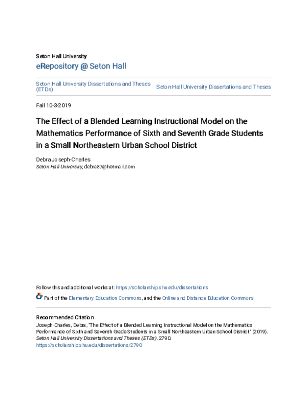 (PDF) The Effect of a Blended Learning Instructional Model on the ...
