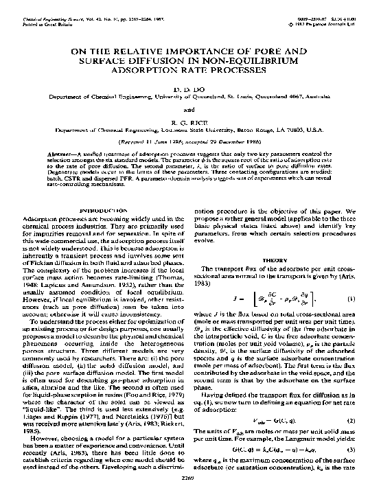 (PDF) On the relative importance of pore and surface diffusion in non ...