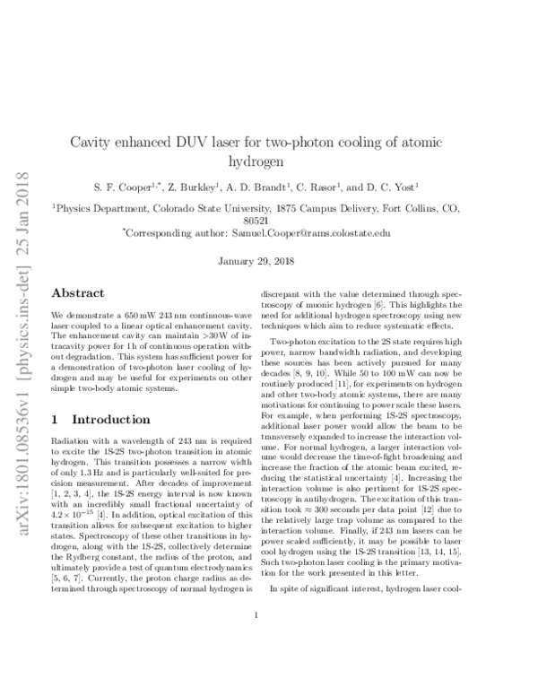 (PDF) Cavity-enhanced deep ultraviolet laser for two-photon cooling of ...