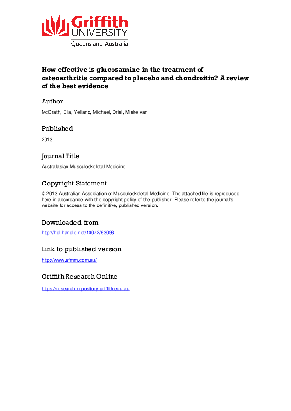 (PDF) How effective is glucosamine in the treatment of osteoarthritis