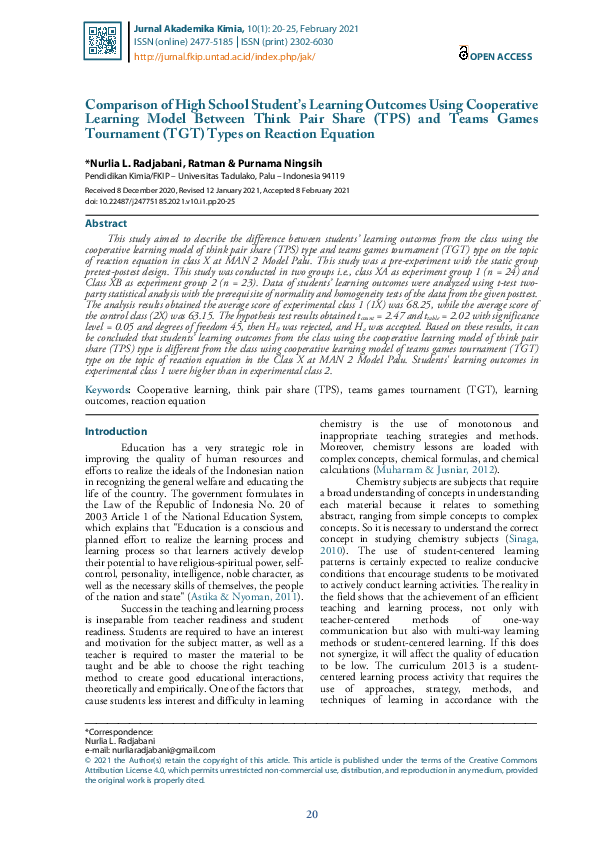 (PDF) Comparison of High School Student’s Learning Outcomes Using ...