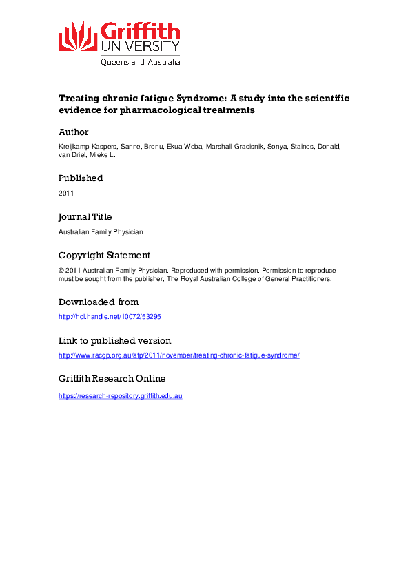 (PDF) Treating chronic fatigue syndrome - a study into the scientific ...