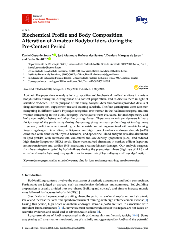 (PDF) Biochemical Profile and Body Composition Alteration of Amateur