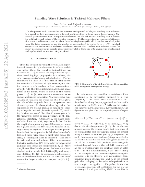 (PDF) Standing-wave solutions in twisted multicore fibers