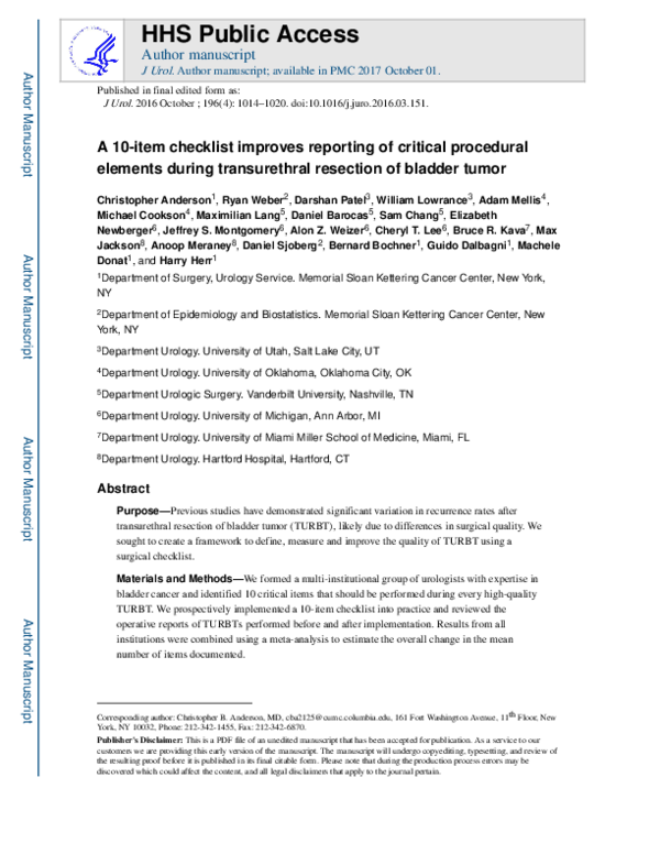(PDF) A 10-item checklist improves reporting of critical procedural ...