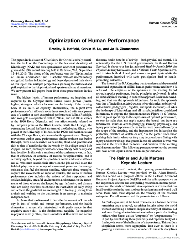 (PDF) Optimization of Human Performance