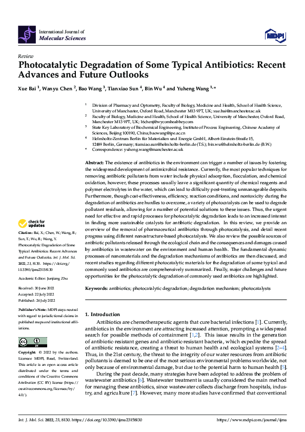 (PDF) Photocatalytic Degradation of Some Typical Antibiotics: Recent ...