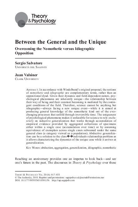 (PDF) Between the General and the Unique