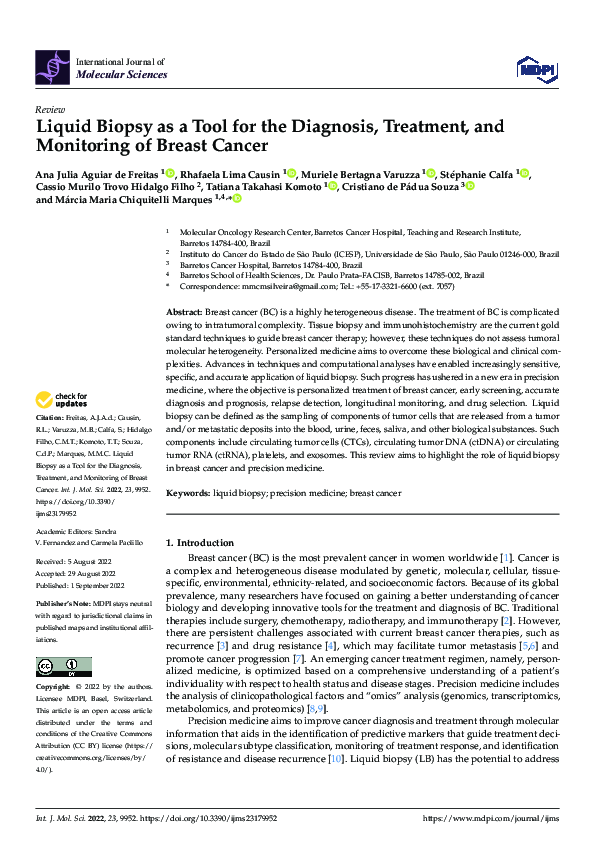 (PDF) Liquid Biopsy as a Tool for the Diagnosis, Treatment, and ...