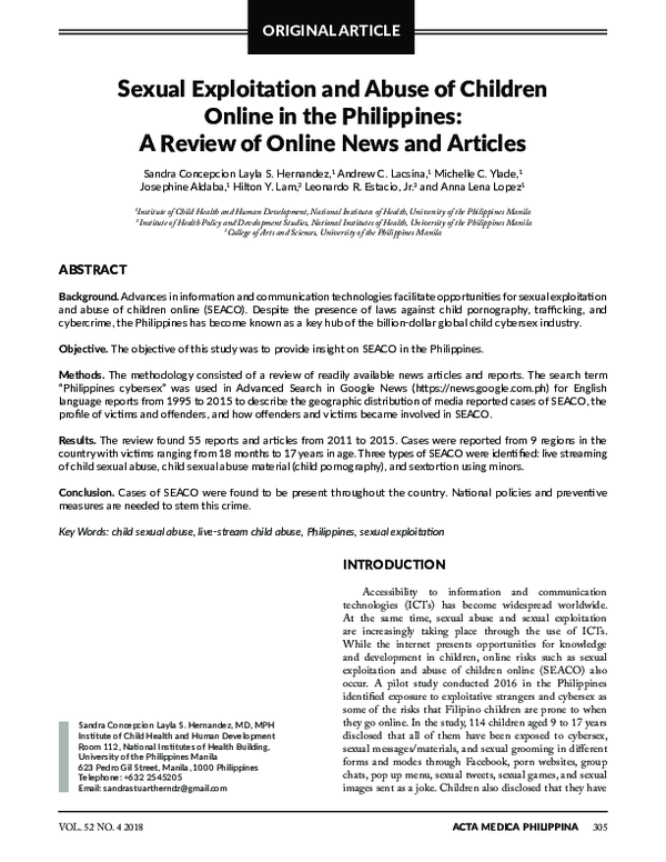 (PDF) Sexual Exploitation and Abuse of Children Online in the ...