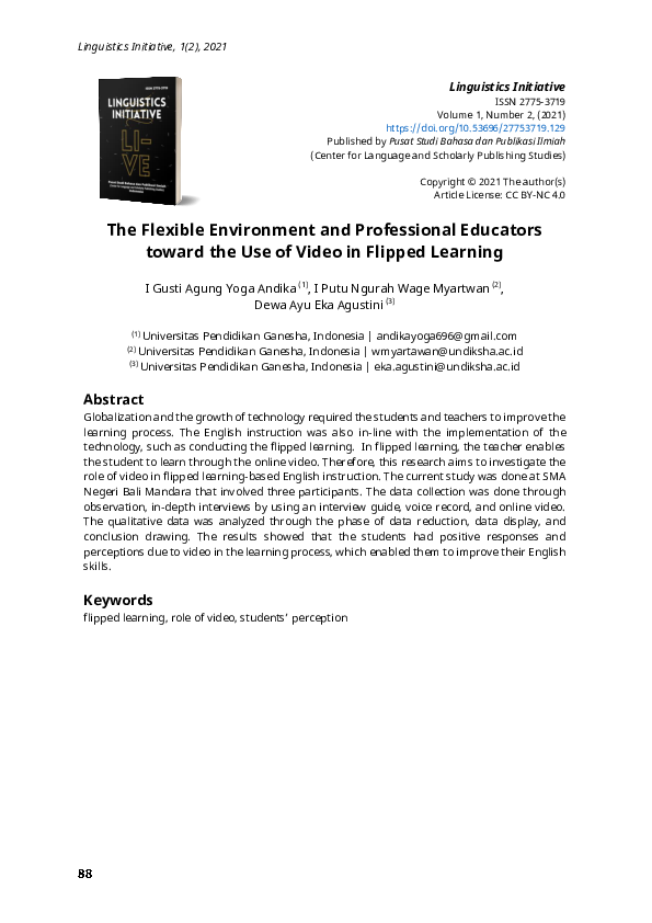 (PDF) The Flexible Environment and Professional Educators toward the ...