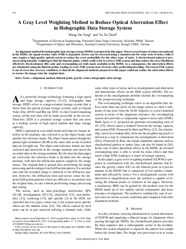 (PDF) A Gray Level Weighting Method to Reduce Optical Aberration Effect ...