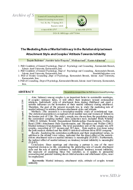 (PDF) The Mediating Role of Marital Intimacy in the Relationship ...