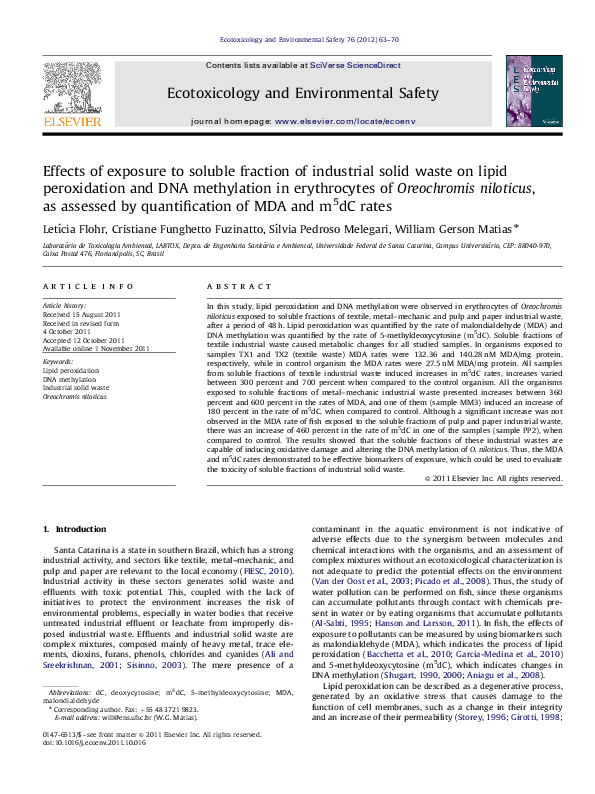 (PDF) Effects of exposure to soluble fraction of industrial solid waste ...
