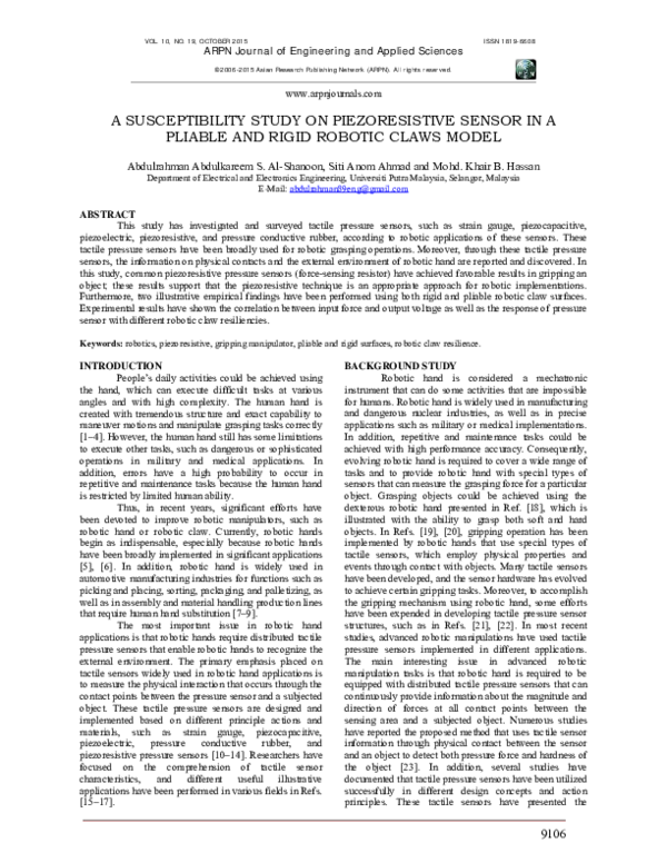 (PDF) A Susceptibility Study on Piezoresistive Sensor in a Pliable and ...