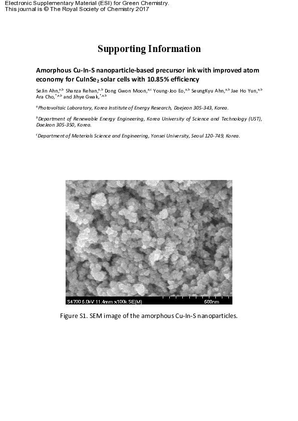 (PDF) An amorphous Cu–In–S nanoparticle-based precursor ink with ...