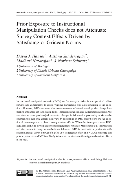 (PDF) Prior exposure to instructional manipulation checks does not ...